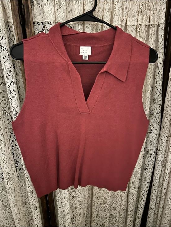 a new day Tops - a new day Sleeveless Collared Knit Top in Rose